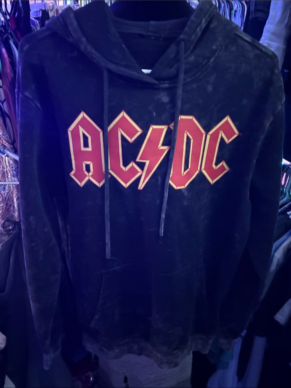 AC/DC Black Crewneck Sweatshirt with Red and Gold Logo